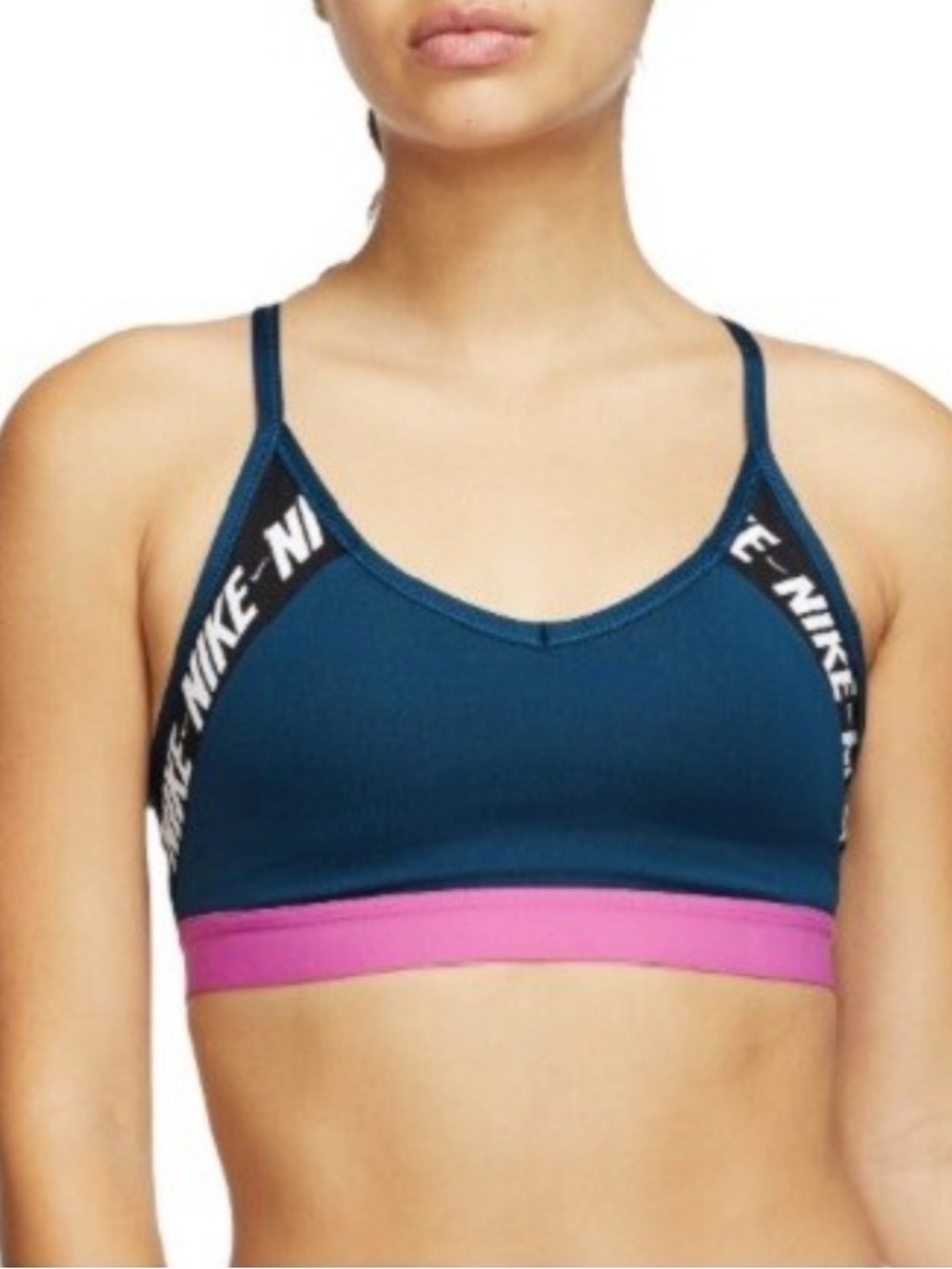 NIKE DRI-FIT INDY LOGO LINED SPORTS BRA SIZE M